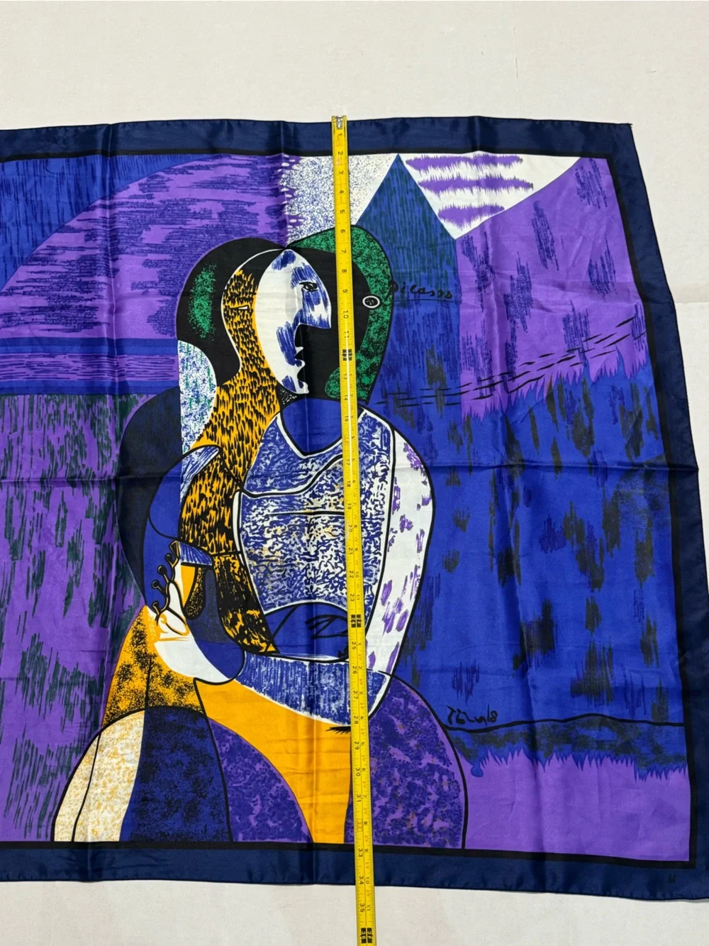 Vintage Pablo Picasso Silk Scarf Femme Assise Cubist Art Print 34
